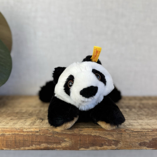 Steiff Small Lying Manschli Panda - New With Tags Vintage Small Laying Panda 9"