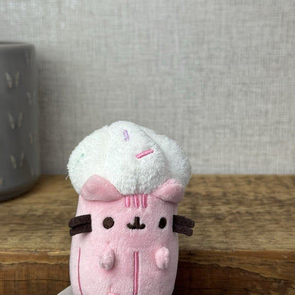 Gund Pusheen Cat - Mini Ice Cream Sundae Pink Collectible Minature Plush Rare 4"