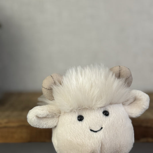 Jellycat Amuseabean Ram - Small Cream Beanie Goat Farm Animal Toy Retired 5”