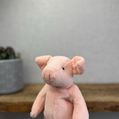 Marks & Spencers Small Pink Piglet Beanbag Soft Toy - Vintage Pig Plush 8”