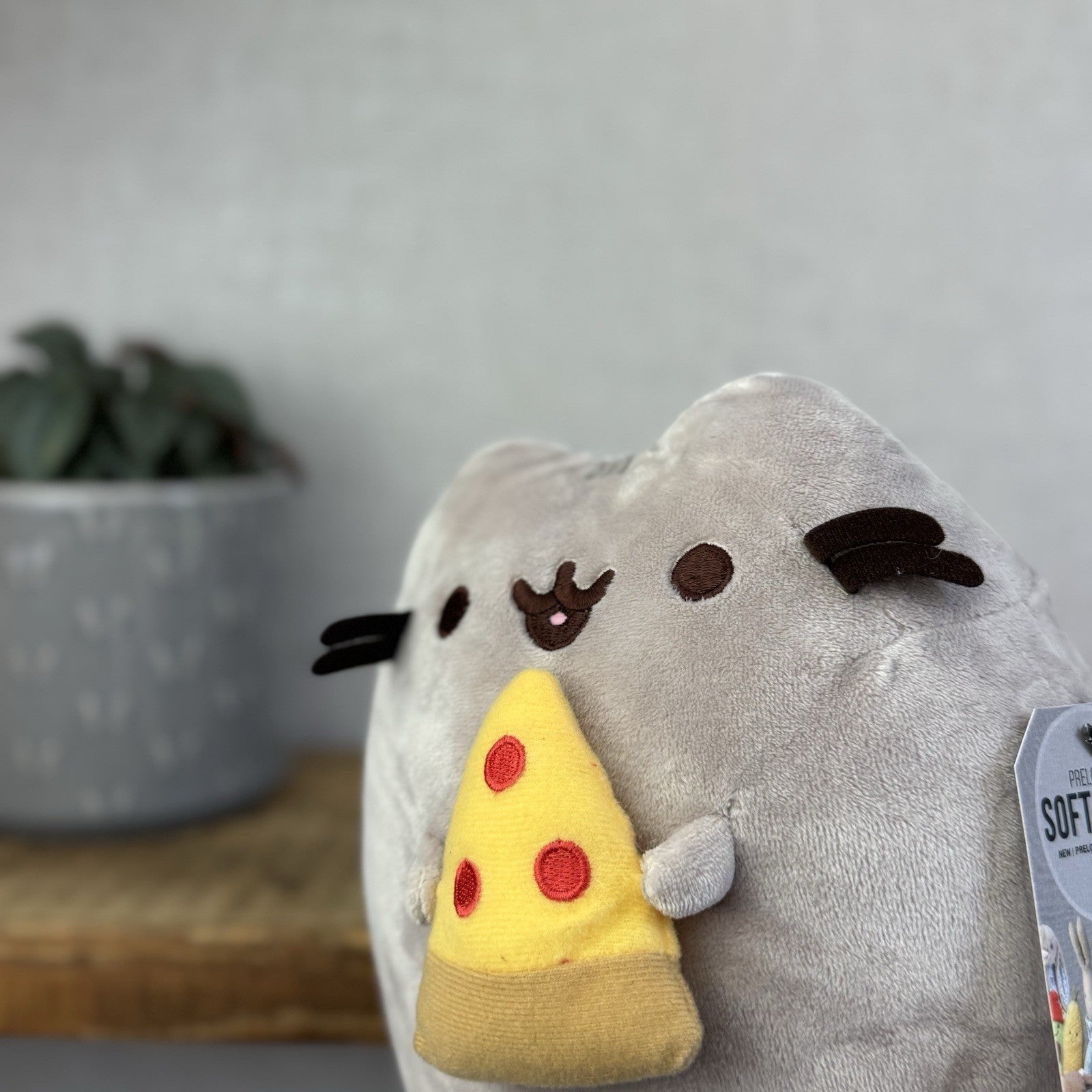Gund Pusheen Cat - Pizza Cat Pusheen With Pizza Plush Grey Without Tags 10"