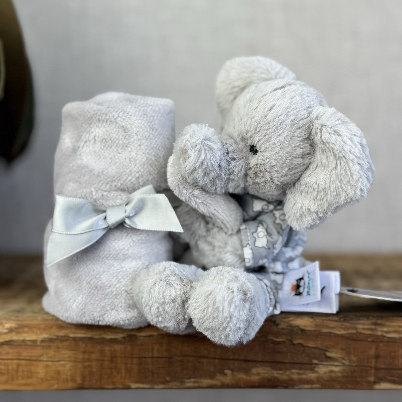 Jellycat Bedtime Elephant Soother - Grey Elephant In Pyjamas Soother Blanket