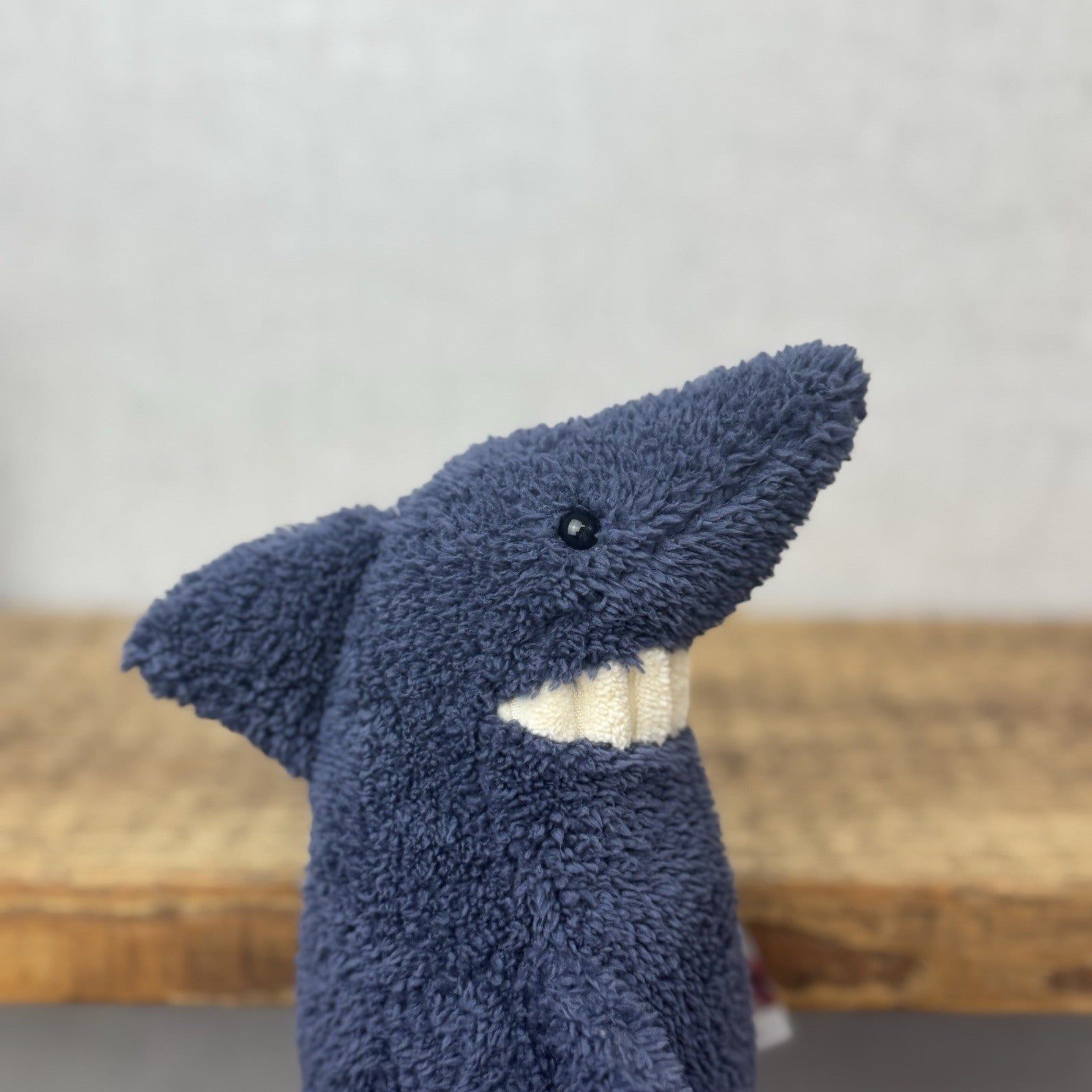 Jellycat Small Toothy Shark - Small Smiley Rare Retired Beanie Blue Shark 9"