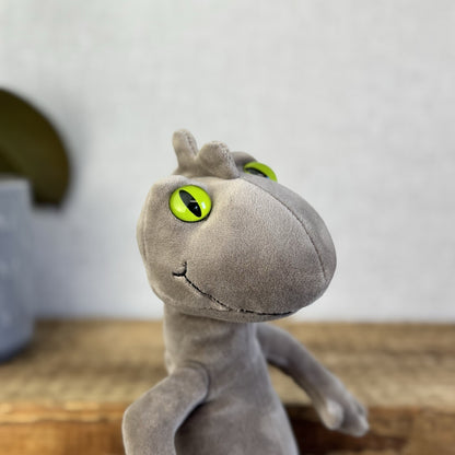 Jellycat Medium Nat Newt - Grey Lizard Green Big Eyes Beanie Velour Retired 10"