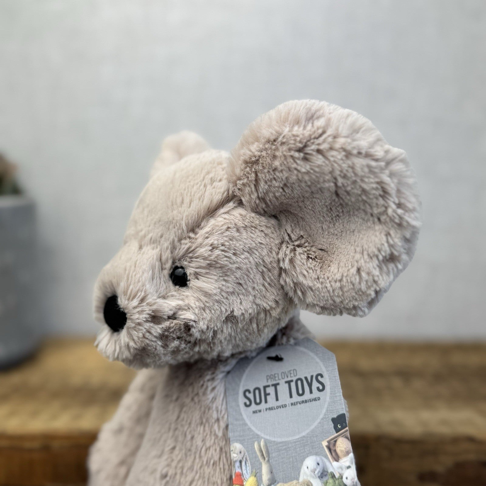Jellycat Medium Grey Bashful Mouse - Mouse Soft Toy Whiskers Retired Rare 12"