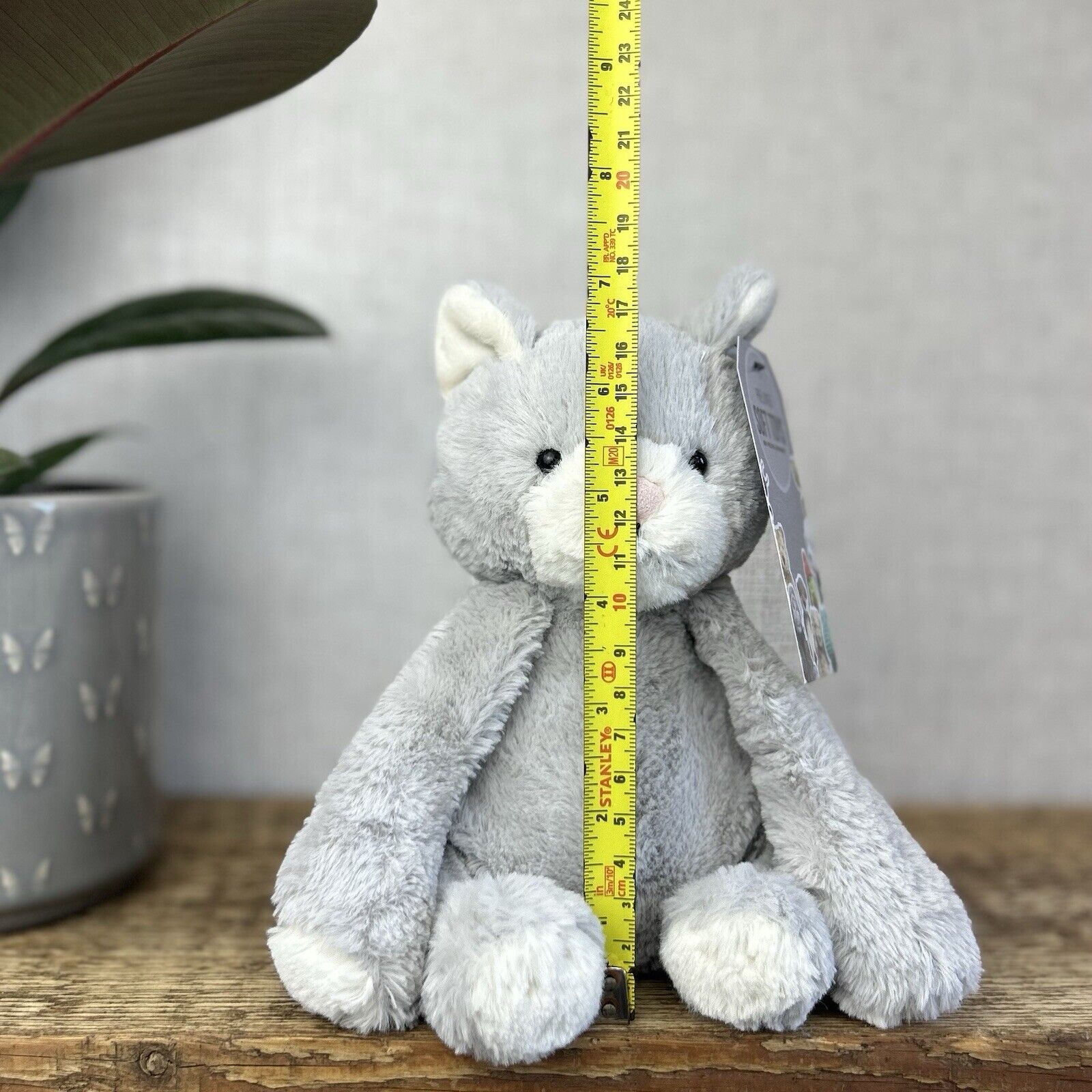 Jellycat Soppy Kitten - Small Grey Beanie Cat Retired - Sitting Cat 7"