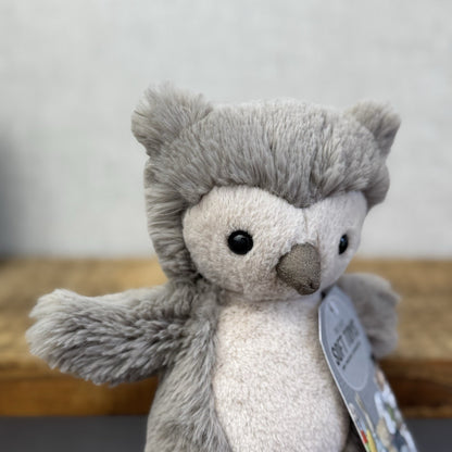 Jellycat Willow Owl Small Retired Grey Fluffy Small Owl Beanie Retired 8”