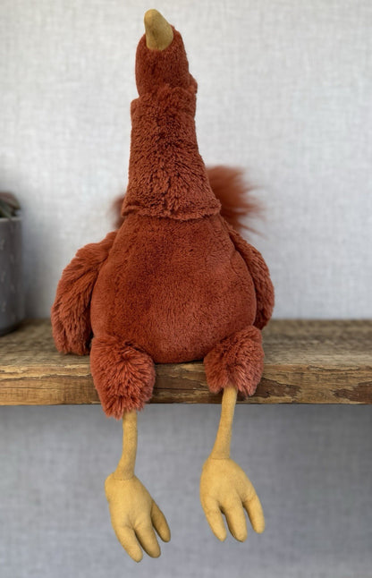 Jellycat Robbie Rooster - Red Fluffy Rooster Plush Beanie Soft Toy Chicken 12"