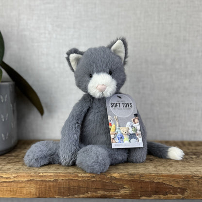 Jellycat Sweetie Kitten - Small Fluffy Light Grey Beanie Kitten White Face Rare