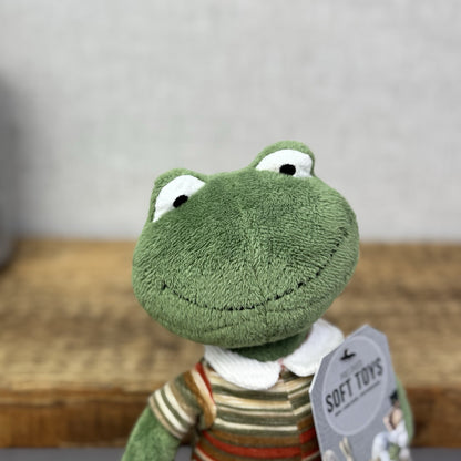 Jellycat My Little Friends Frog - Small Friends Frog Beanie In Stripe Dungarees