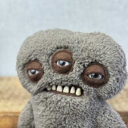 Fuggler Annoyed Alien - Brown Three Eyed Fuggler Rare Snuggle Brown Fleece Rare