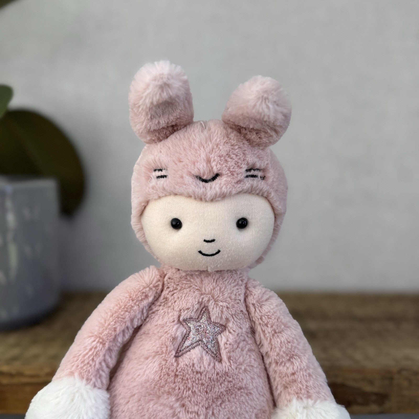 Jellycat Perky Bunny Hop - Pink Rabbit Doll Soft Toy Baby Pink Beanie Rare 12”