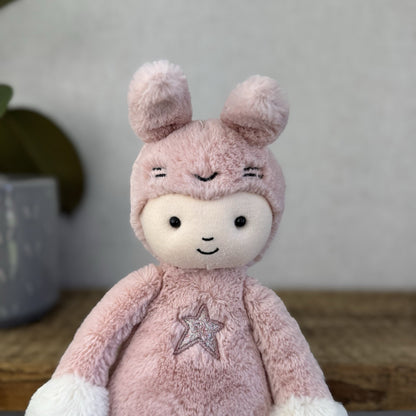 Jellycat Perky Bunny Hop - Pink Rabbit Doll Soft Toy Baby Pink Beanie Rare 12”
