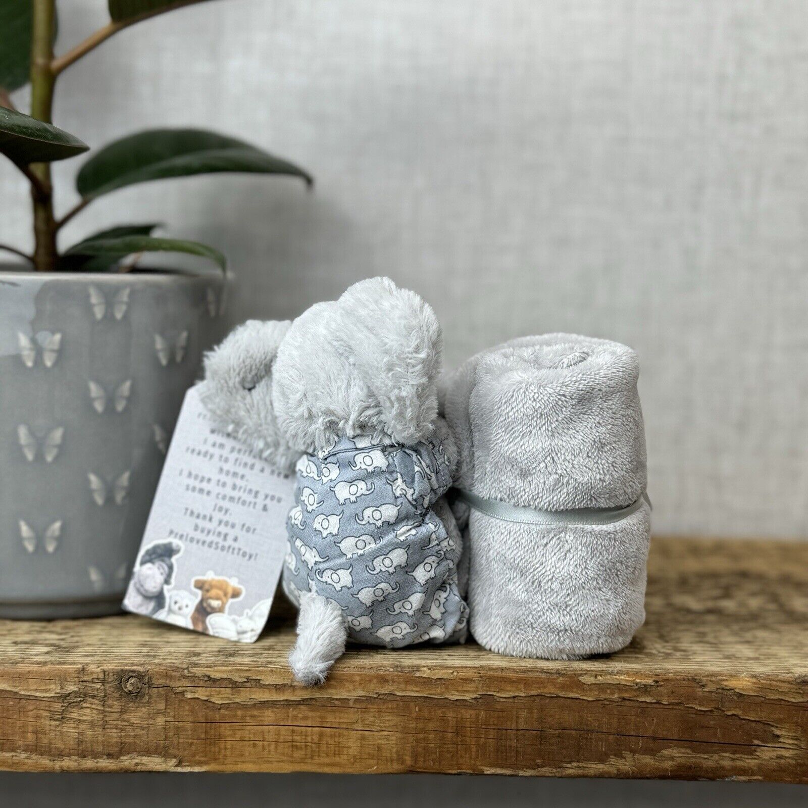 Jellycat Bedtime Elephant Soother - Grey Elephant In Pyjamas Soother Blanket