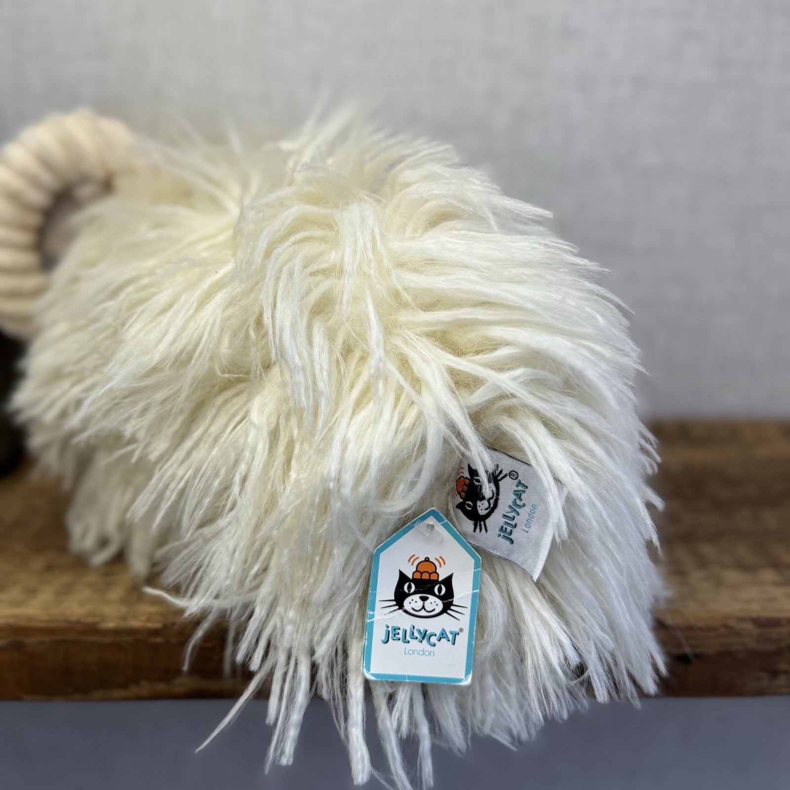 Jellycat Charming Ram - Large Fluffy Long Haired Sheep/Ram Farm Animal Tags 12"