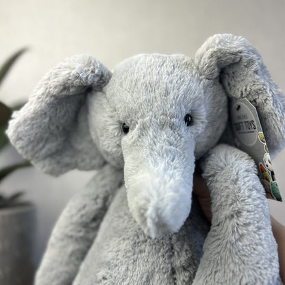 Jellycat Large Bashful Elephant - Large Grey Elephant Beanie 16” - Rare Retired