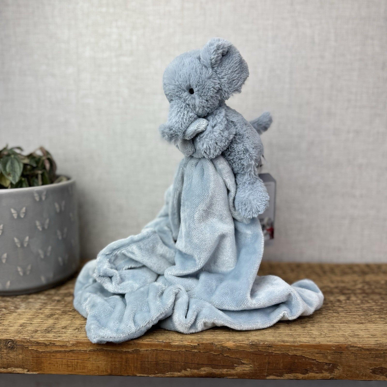 Jellycat Snugglet Elephant Soother - Baby Soft Blue Elephant Comforter Blanket