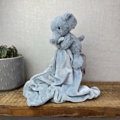 Jellycat Snugglet Elephant Soother - Baby Soft Blue Elephant Comforter Blanket