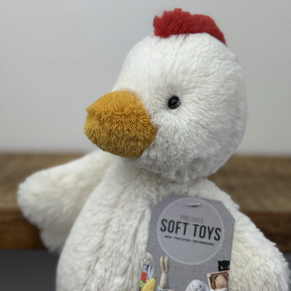 Jellycat Bashful Chicken - Medium Fluffy Farm Animal Rare/Retired 12"