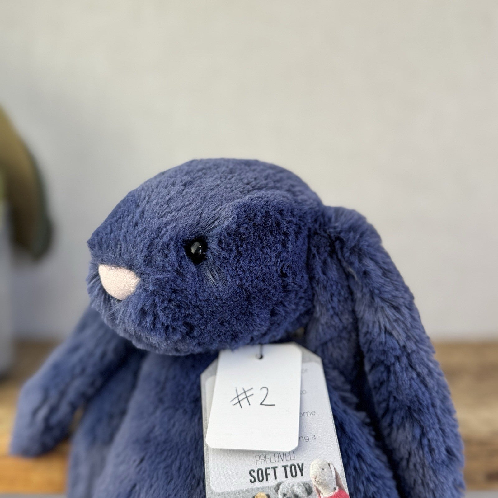 Jellycat Medium Navy Bashful Bunny - Jellycat Dark Blue Retired Rabbit 12” (#2)