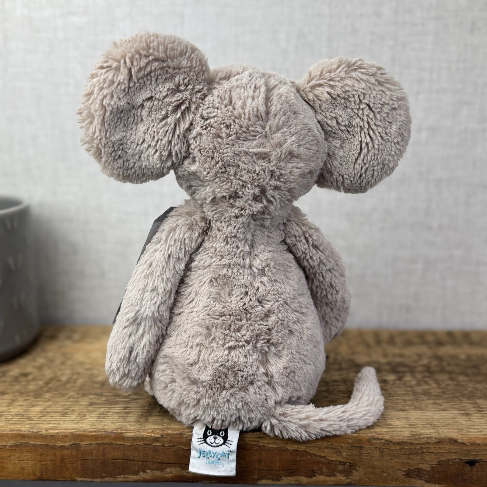 Jellycat Medium Bashful Mouse With Whiskers - Retired Grey Sitting Mouse 12"