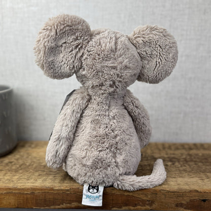 Jellycat Medium Bashful Mouse With Whiskers - Retired Grey Sitting Mouse 12"