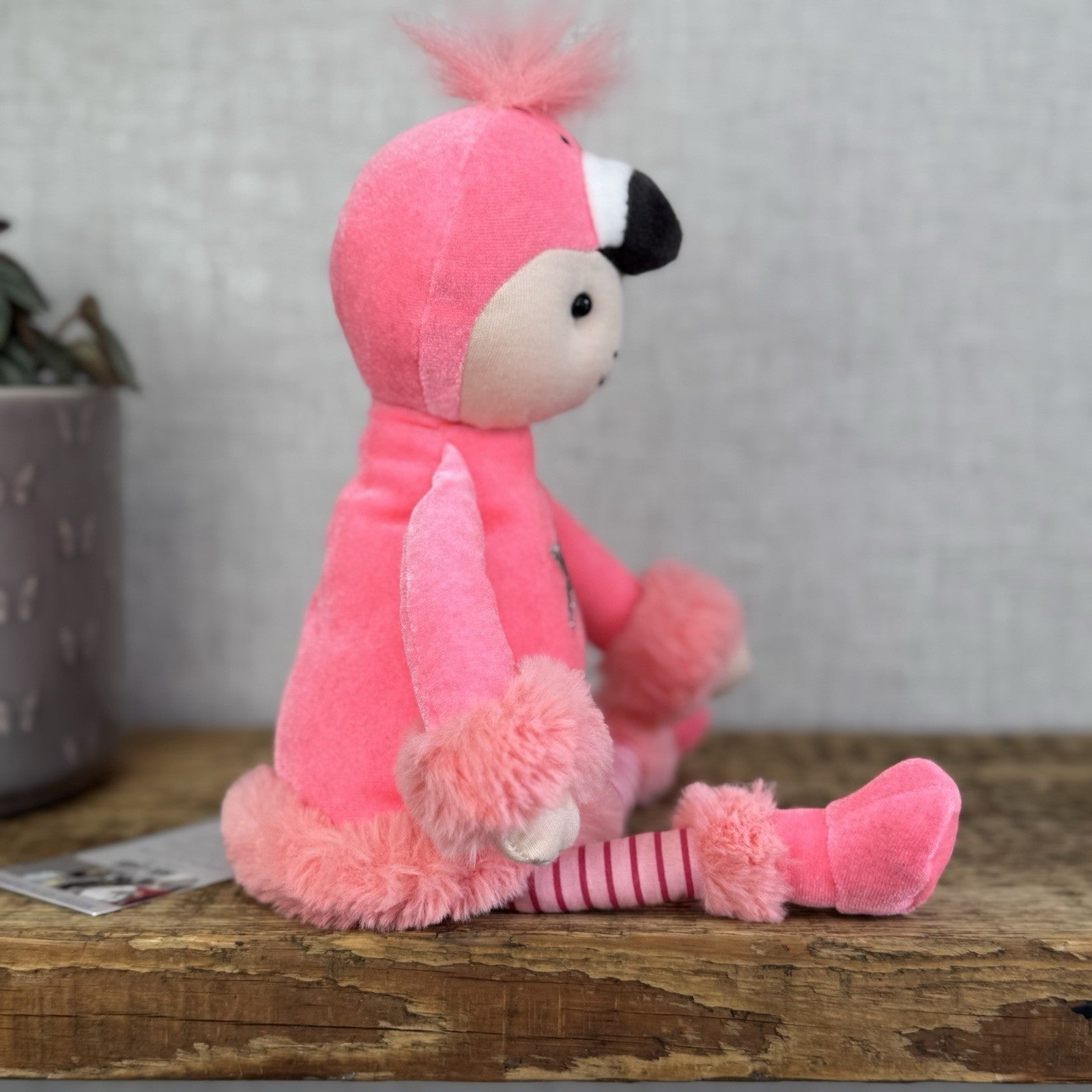 Jellycat Pink Perky Flamingo Flapper Doll Soft Plush Toy Ragdoll 12"