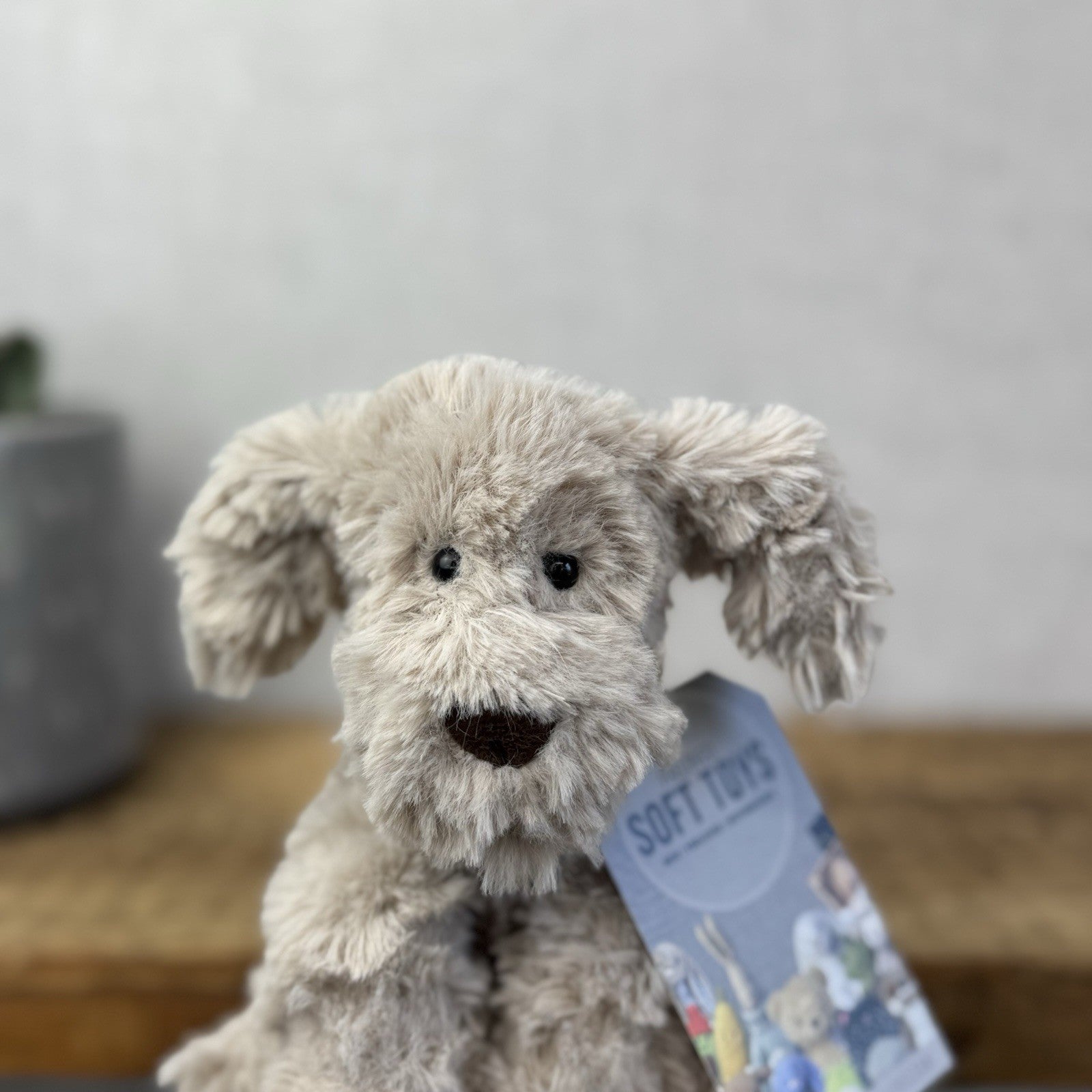 Jellycat Small Riley Fuddlewuddle Pup - Beige/Grey White Company Exclusive 6”