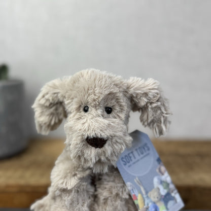 Jellycat Small Riley Fuddlewuddle Pup - Beige/Grey White Company Exclusive 6”