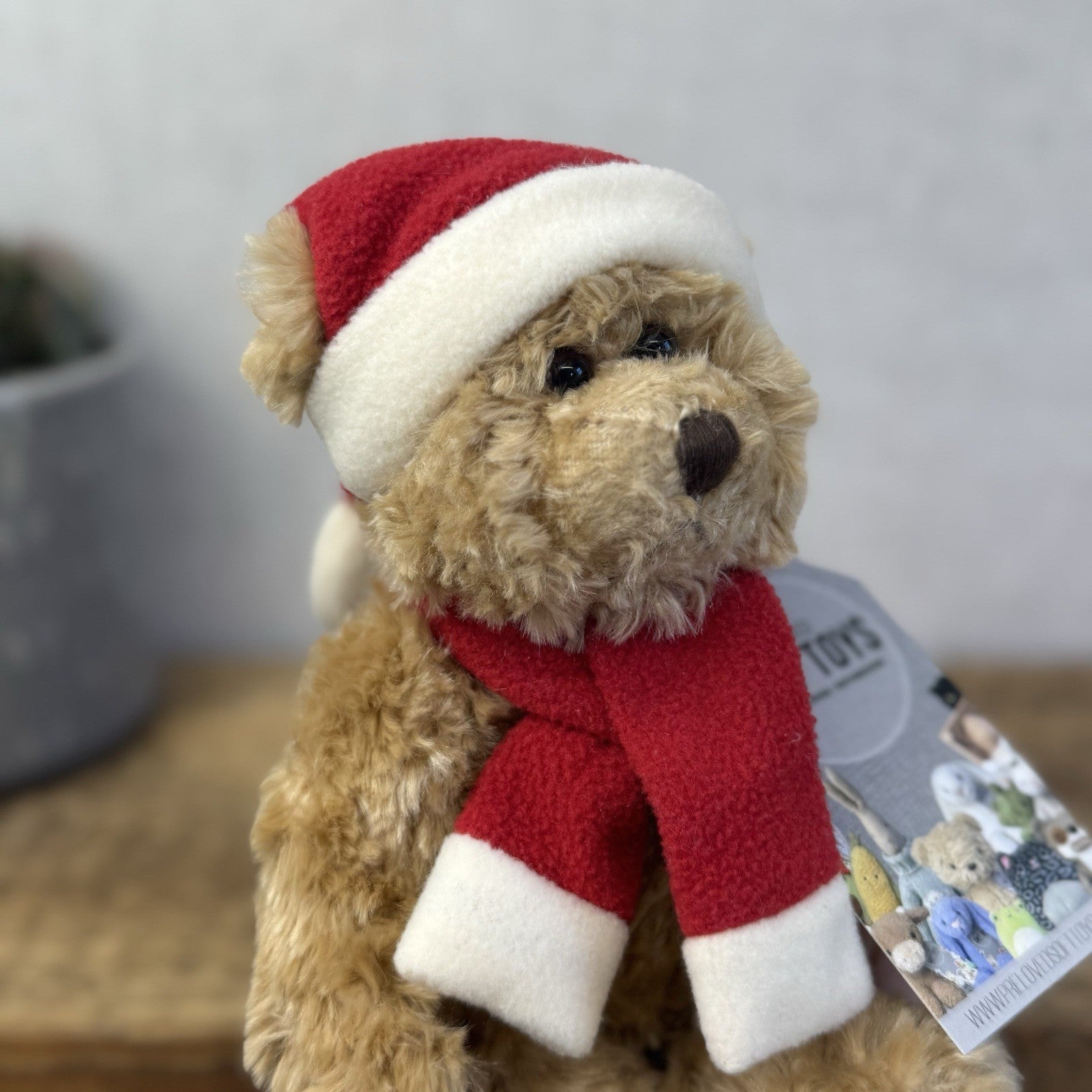 John Lewis Christmas Bear - Small Bear Christmas Hat & Scarf Beanie 2009 9"