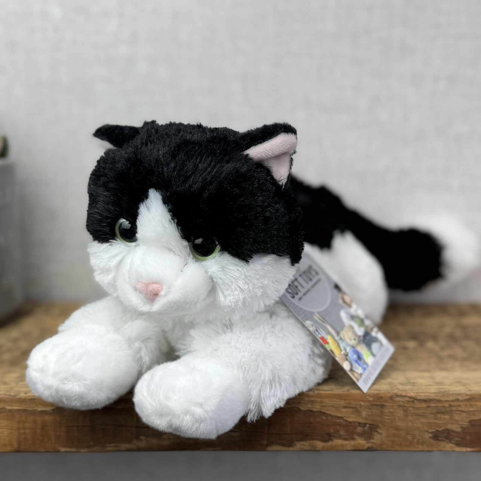 Aurora Flopsies Oreo Cat - Black/White Soft Beanie Floppy Cat Plush 12" 