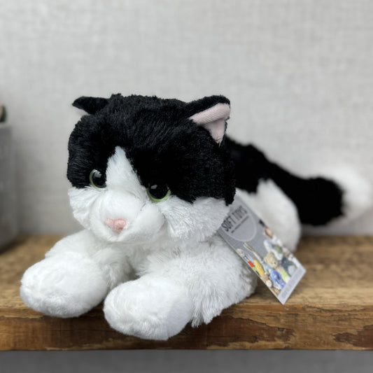 Aurora Flopsies Oreo Cat - Black/White Soft Beanie Floppy Cat Plush 12" 