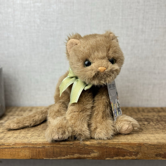 TY Classic Cameo The Brown Cat - Green Bow Tie - Vintage 2002 Brown Cat Beanie
