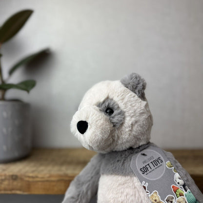 Jellycat Medium Buckley Panda - Snugglet Panda - Grey & White Beanie Panda 14”