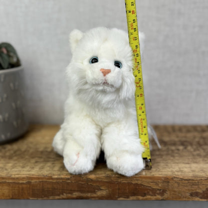 Animal Alley Realistic White Fluffy Cat - Fluffy Beanie Mini Cat Soft Toy 8"