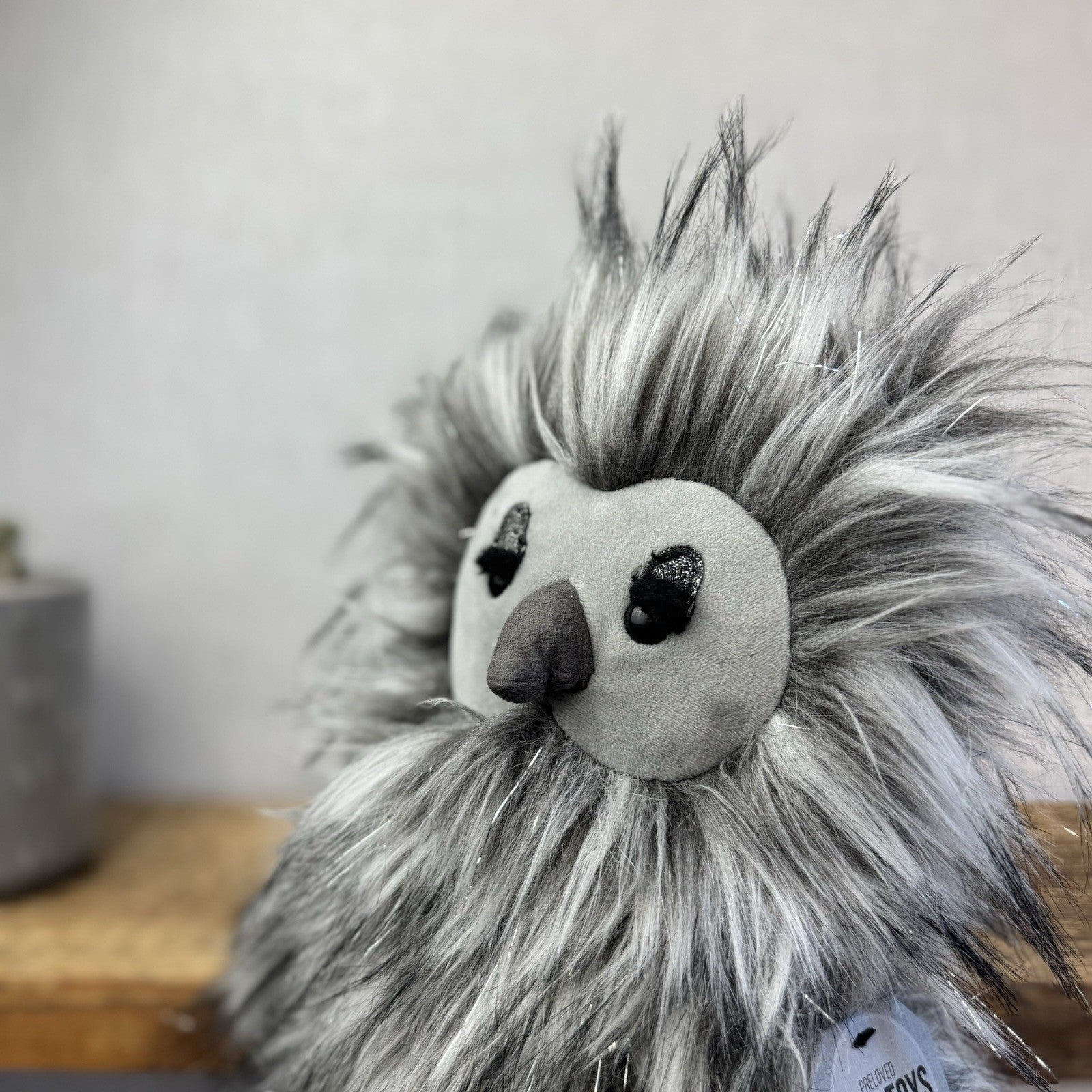 Jellycat Gloria Owl - Large Fluffy Owl Rare Retired Grey/Silver Sparkly Bird 12"