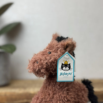 Jellycat Small Caffuffle Pony - Small Curly Hair Horse Brown Retired Rare New 7"