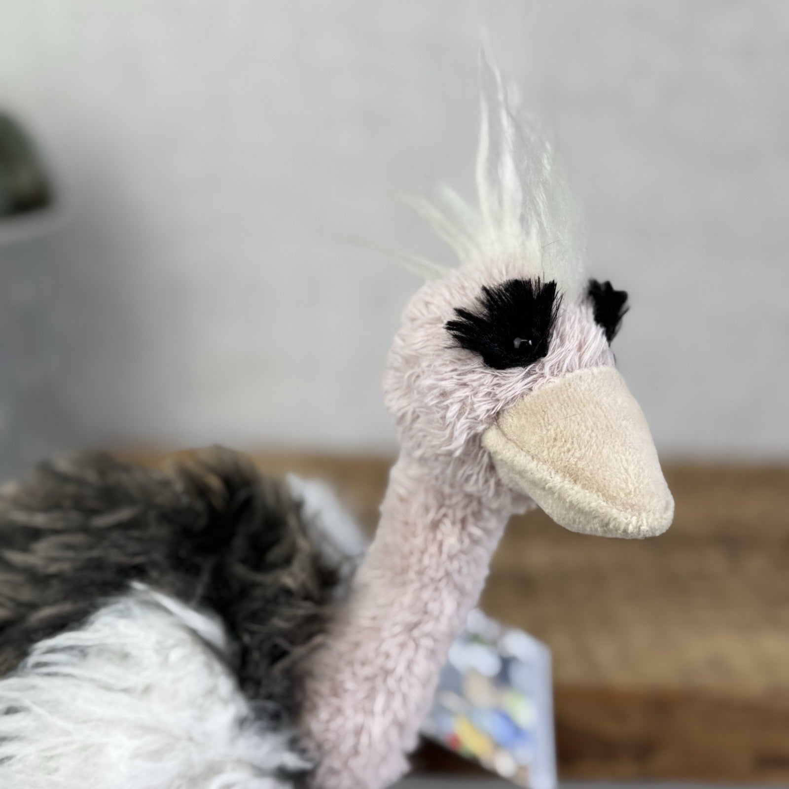 Jellycat Small Orla Ostrich - Fluffy Pink/Grey Mix Beanie Bird Toy 10”