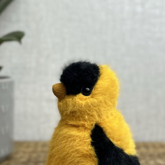 Jellycat Birdling Goldfinch - Tiny Fluffy Yellow & Black Bird - Pocket Pal 5"