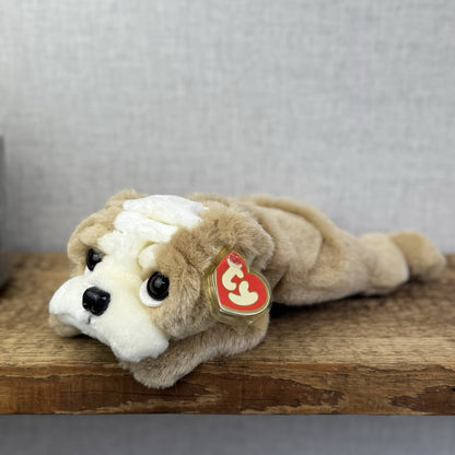 Ty Classic Beanie Buddies Churchill Bulldog Puppy Dog - Wrinkly Dog Pristine New