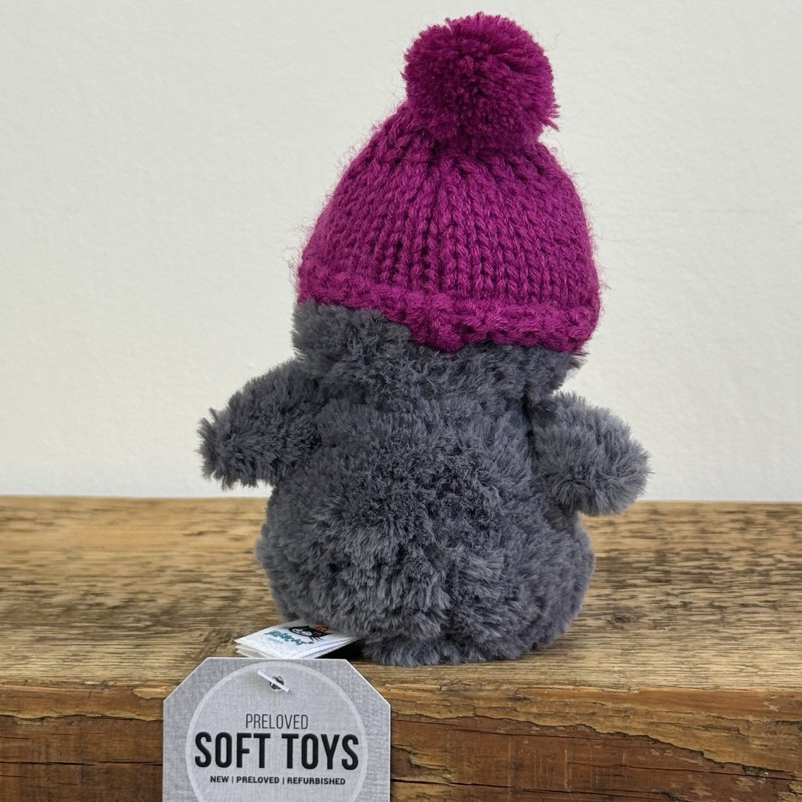 Jellycat Wee Penguin In Purple Bobble Hat - Mini Penguin Plush Winter 6”