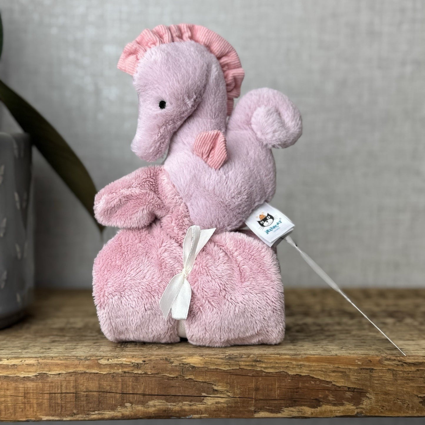 Jellycat Sienna Pink Seahorse Soother - Pink Comfort Blanket Soother Retired