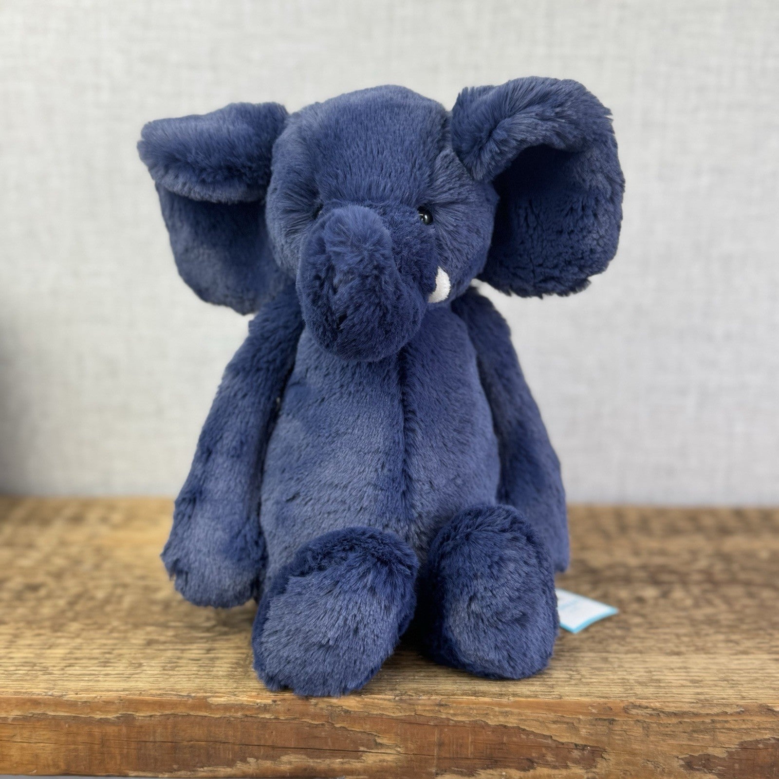 Jellycat Medium Bashful Navy Blue Elephant - Medium Blue With Tusks 12” BNWT