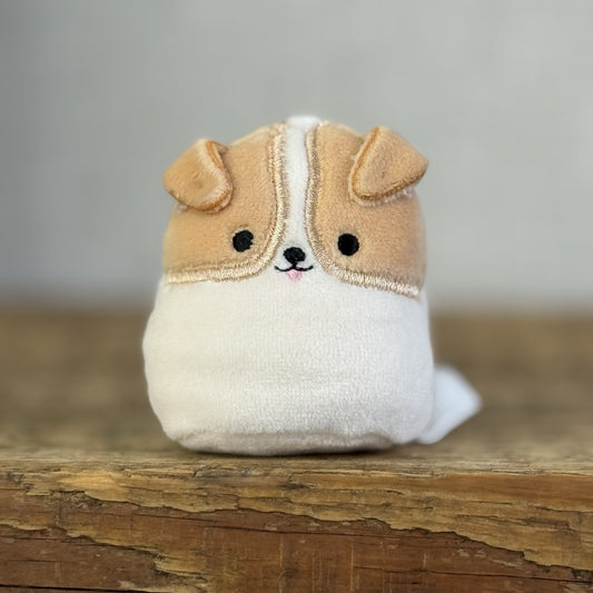 Squishmallow Squishville - Reginald The Corgi - Mini Beige/Cream Dog Soft Toy 2"