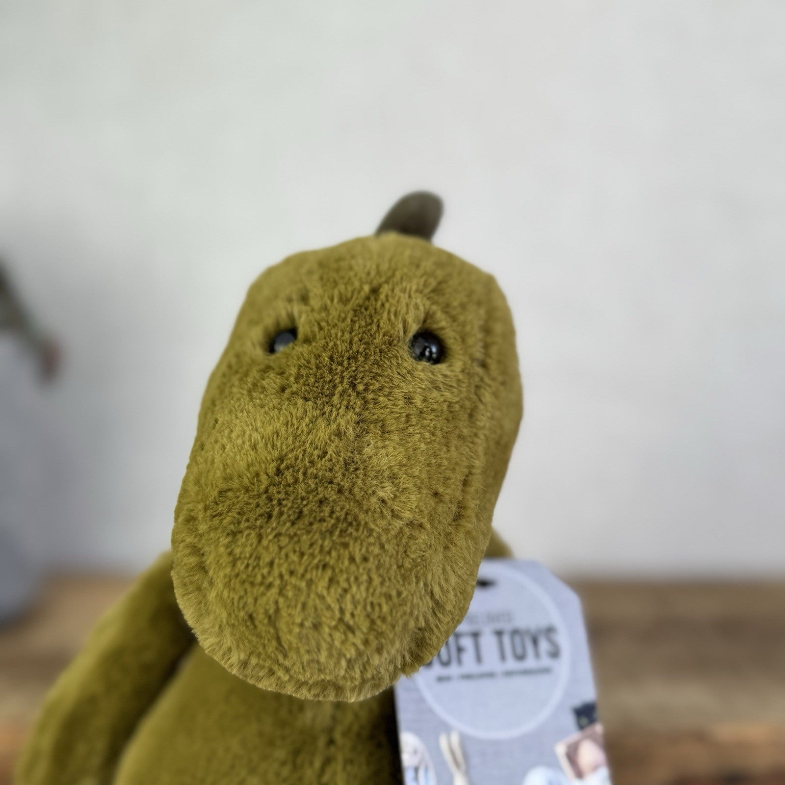 Jellycat Medium Bashful Dino - Medium Bashful Green Dinosaur Soft Toy 12"