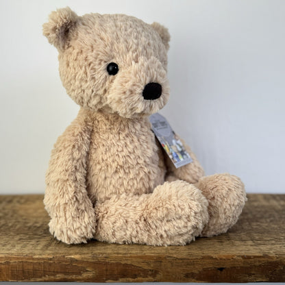 Jellycat Medium Finley Bear Soft Toy Textured Light Sandy Bear Soft Toy 16"