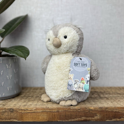 Jellycat Peanut Owl - Medium Peanut Chubby Beige/white Owl Plush Beanie 8”