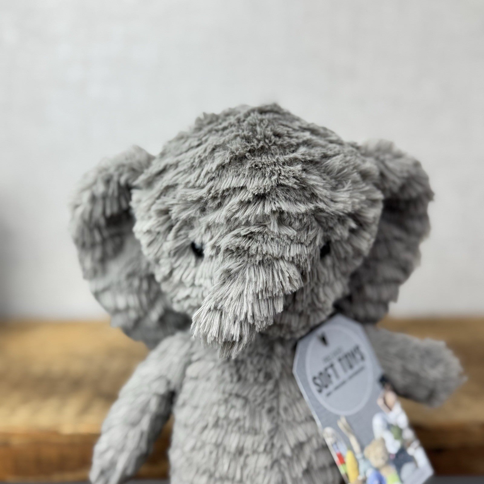 Jellycat Squishu Elephant - Small Grey Colour Textured Elephant Retired 10"
