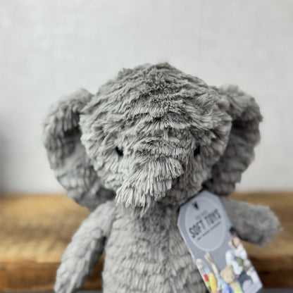 Jellycat Squishu Elephant - Small Grey Colour Textured Elephant Retired 10"