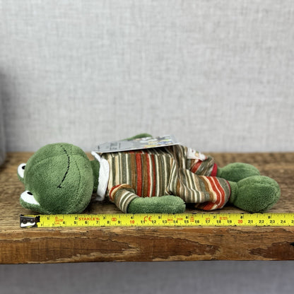 Jellycat My Little Friends Frog - Small Friends Frog Beanie In Stripe Dungarees